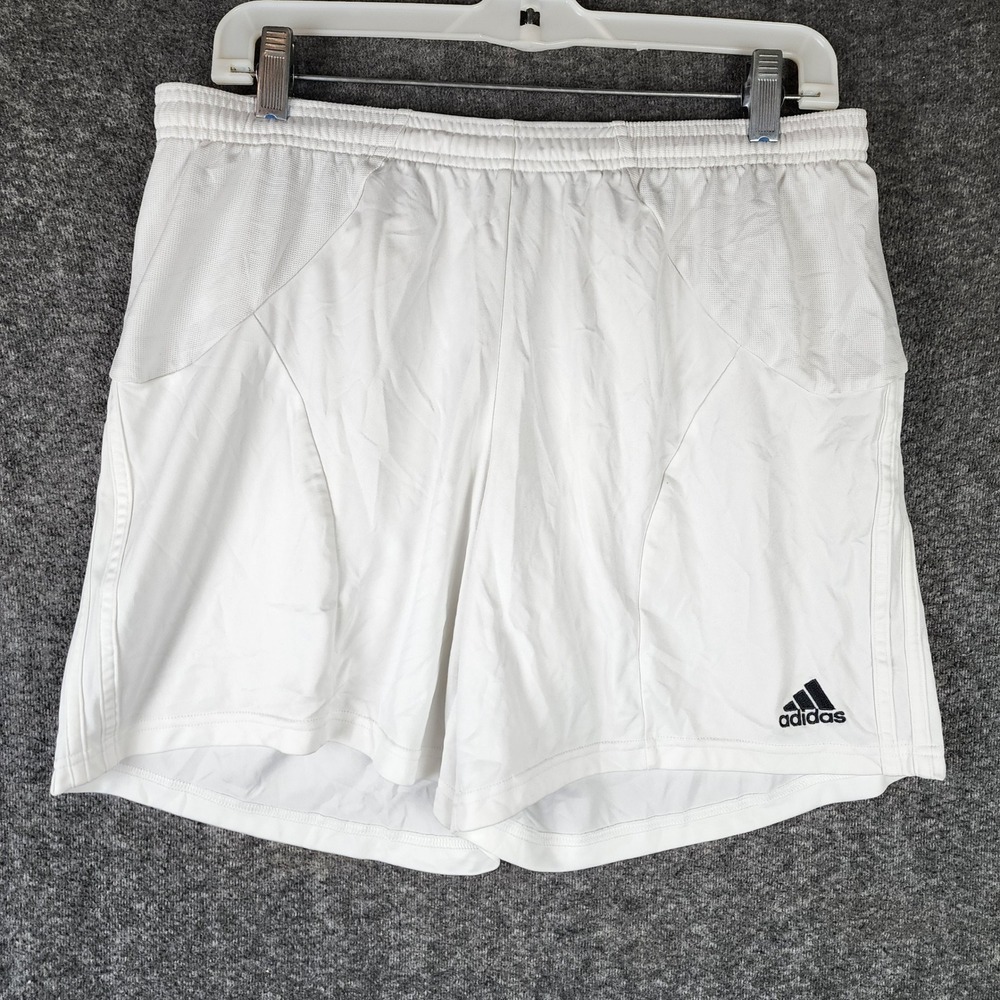 Adidas Shorts Womens L Climacool Training White Mesh Athletic Soccer EUC